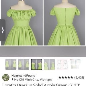 Hearts and found Loretta dress apple green size M